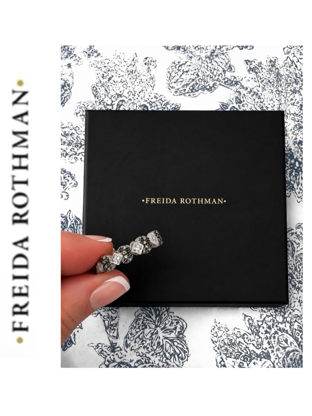 Freida Rothman FR 925 Sterling Silver Black Rhodium Matte Finish Stacking Ring 8